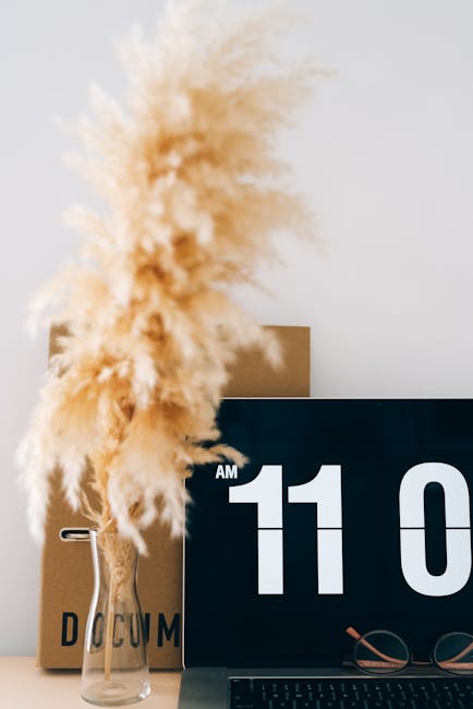 Workspace with decorative grass